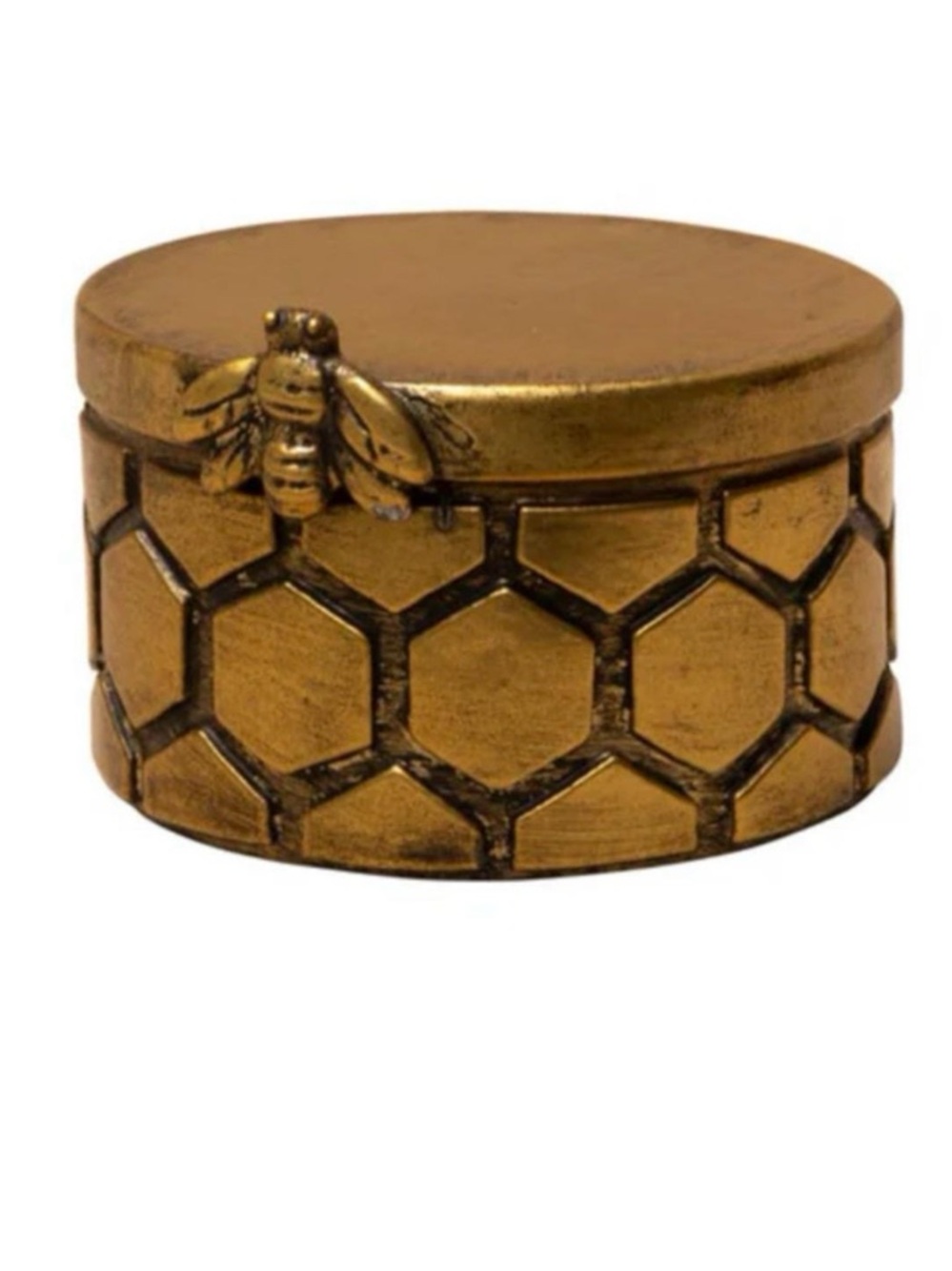 Gold Bee Honeycomb Trinket Box